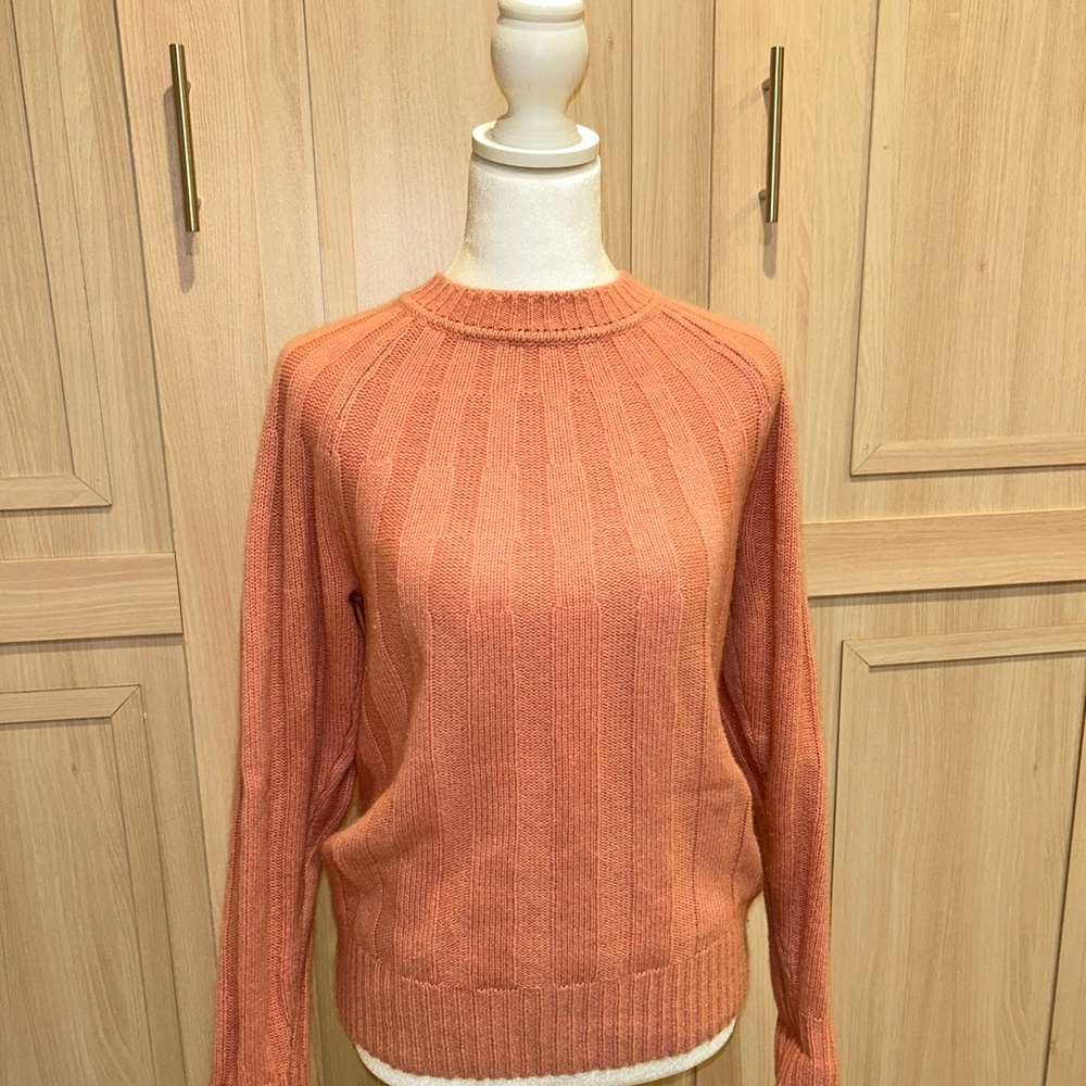 Saks Fifth Avenue 100% Cashmere Ribbed Sweater Coral Pink Size S